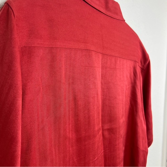 Tommy Bahama Women’s Silk Cropped Blouse Button Sz Medium Red Salmon Vintage - Picture 9 of 15